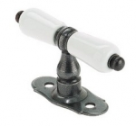 Bouton de crémone porcelaine sur platine fer