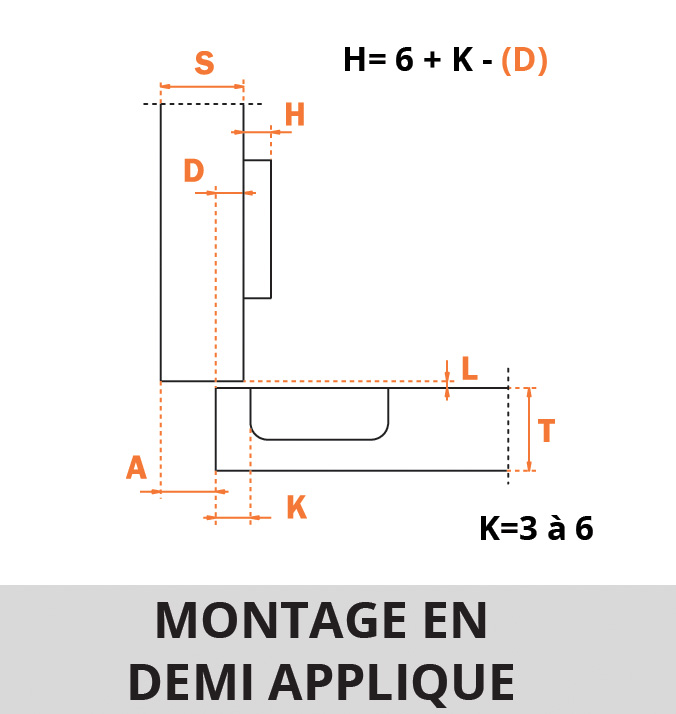 Charnière invisible - Clipsable - EA 48 - Série 800