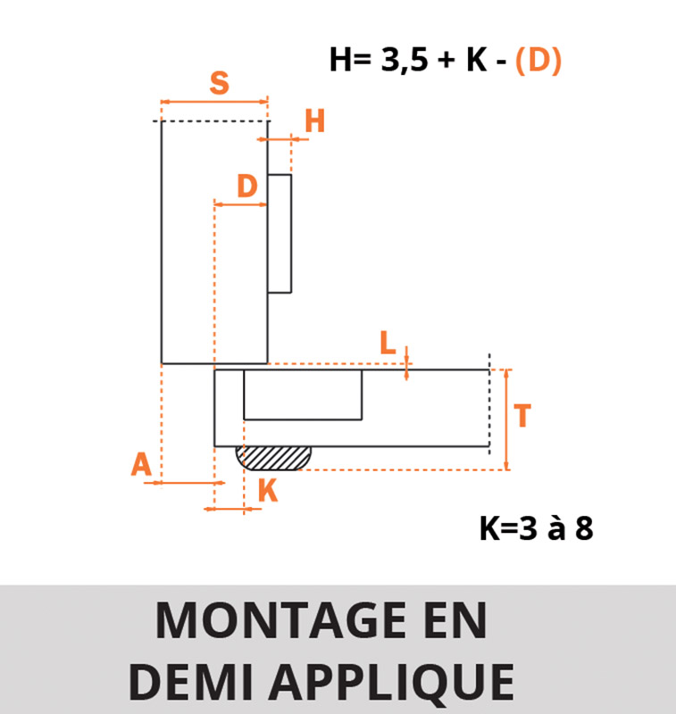 Charnière invisible - 95° - EA 38 - Série 600